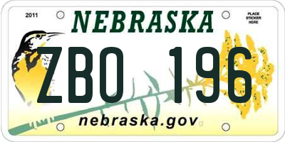 NE license plate ZBO196