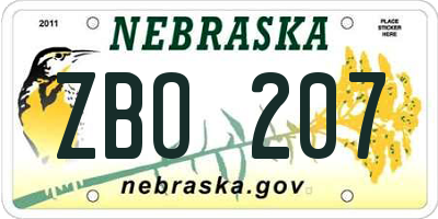 NE license plate ZBO207