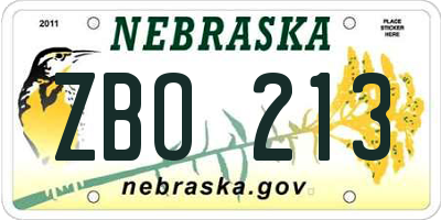 NE license plate ZBO213