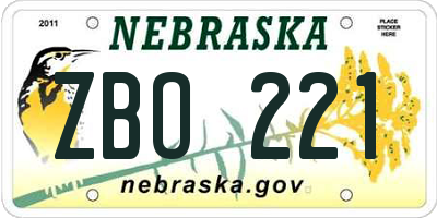 NE license plate ZBO221