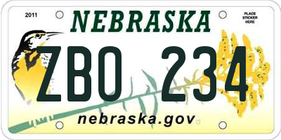 NE license plate ZBO234