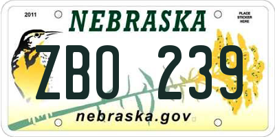 NE license plate ZBO239