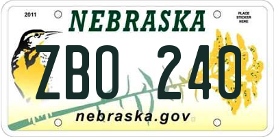 NE license plate ZBO240