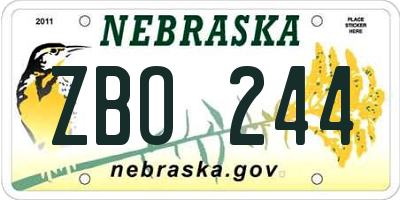 NE license plate ZBO244