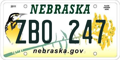 NE license plate ZBO247