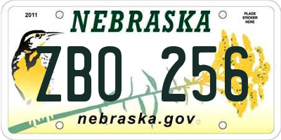 NE license plate ZBO256