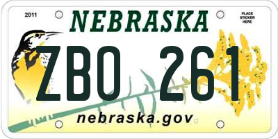 NE license plate ZBO261