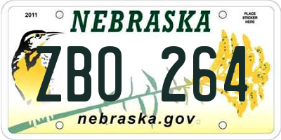 NE license plate ZBO264