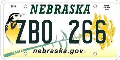 NE license plate ZBO266