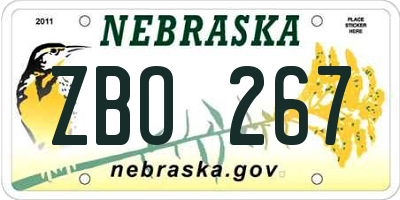 NE license plate ZBO267