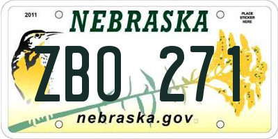 NE license plate ZBO271