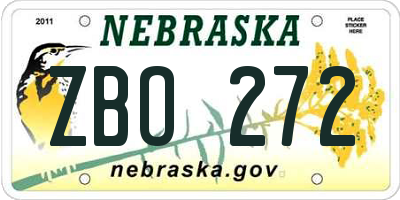 NE license plate ZBO272
