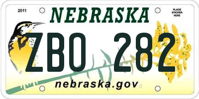 NE license plate ZBO282