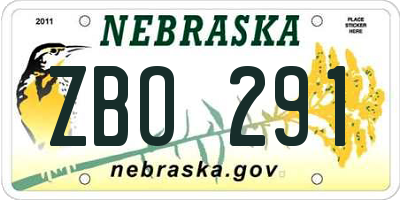 NE license plate ZBO291