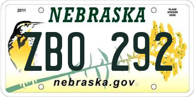 NE license plate ZBO292