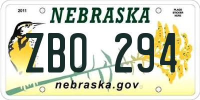 NE license plate ZBO294