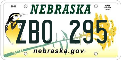 NE license plate ZBO295
