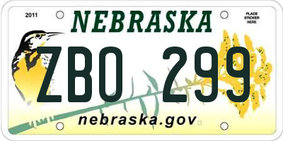 NE license plate ZBO299