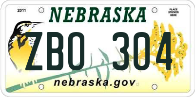 NE license plate ZBO304