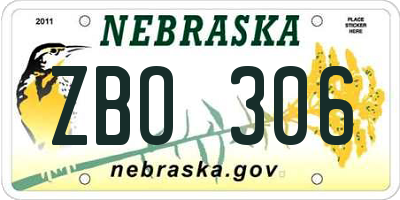 NE license plate ZBO306