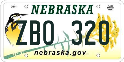 NE license plate ZBO320