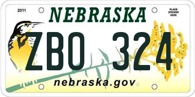 NE license plate ZBO324