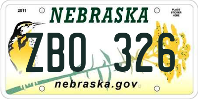 NE license plate ZBO326