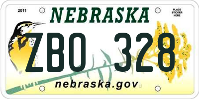 NE license plate ZBO328