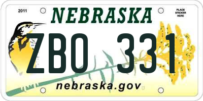 NE license plate ZBO331