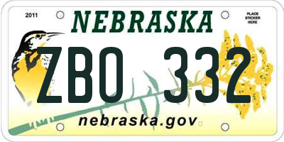 NE license plate ZBO332