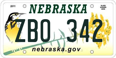 NE license plate ZBO342