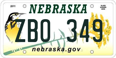 NE license plate ZBO349