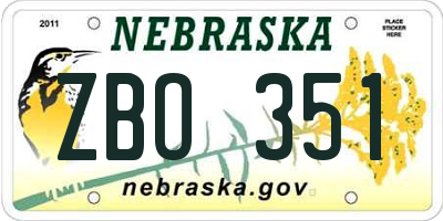 NE license plate ZBO351