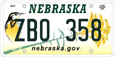 NE license plate ZBO358