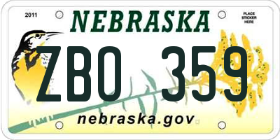 NE license plate ZBO359