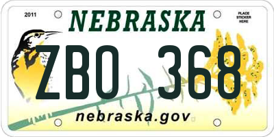 NE license plate ZBO368