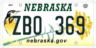 NE license plate ZBO369
