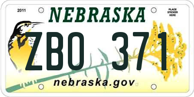 NE license plate ZBO371