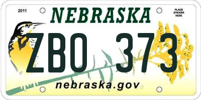 NE license plate ZBO373