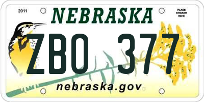 NE license plate ZBO377