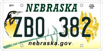 NE license plate ZBO382