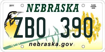 NE license plate ZBO390
