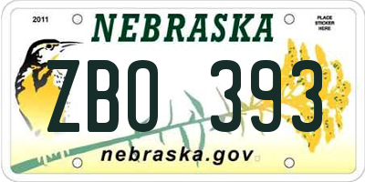 NE license plate ZBO393