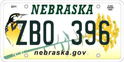 NE license plate ZBO396