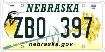 NE license plate ZBO397