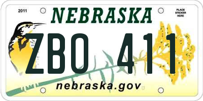 NE license plate ZBO411