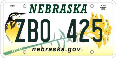 NE license plate ZBO425