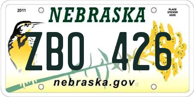 NE license plate ZBO426