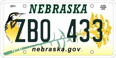 NE license plate ZBO433