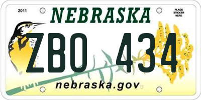 NE license plate ZBO434